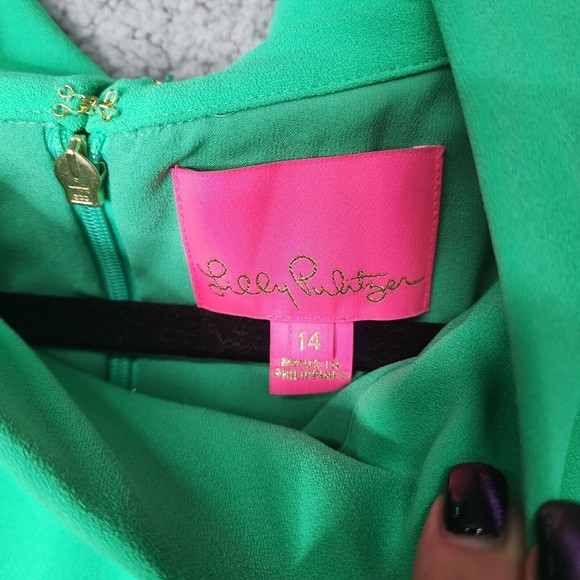 LILY PULITZER Women's Size 14 Portia Embellished Mock Neck Shift Dress - Picture 6 of 12